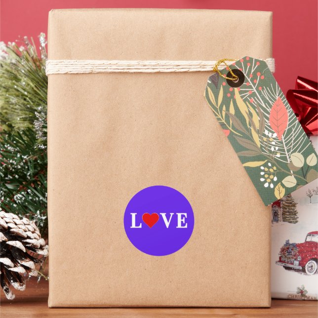 Lavender LOVE Classic Round Sticker (Holiday)