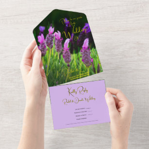 Lavender, Love & Devotion Yellow, Wedding All In One Invitation