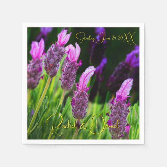 Lavender, Love & Devotion Yellow, Wedding Napkins (Front)