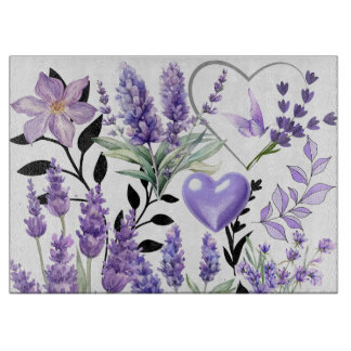 Lavender Love Glass Cutting Board