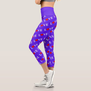 Lavender Love Heart Modern Chic Elegant Capri Leggings