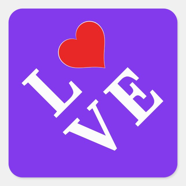 Lavender LOVE Modern Chic Elegant Square Sticker (Front)