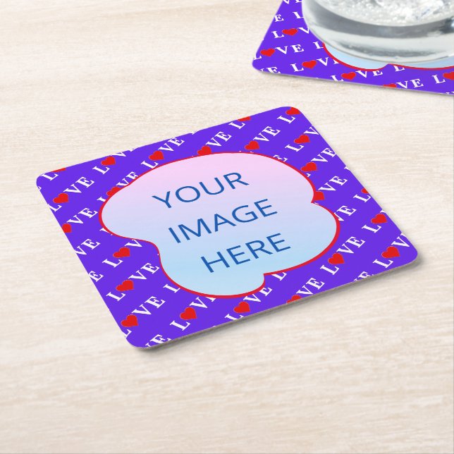 Lavender LOVE Modern Chic Square Paper Coaster (Angled)