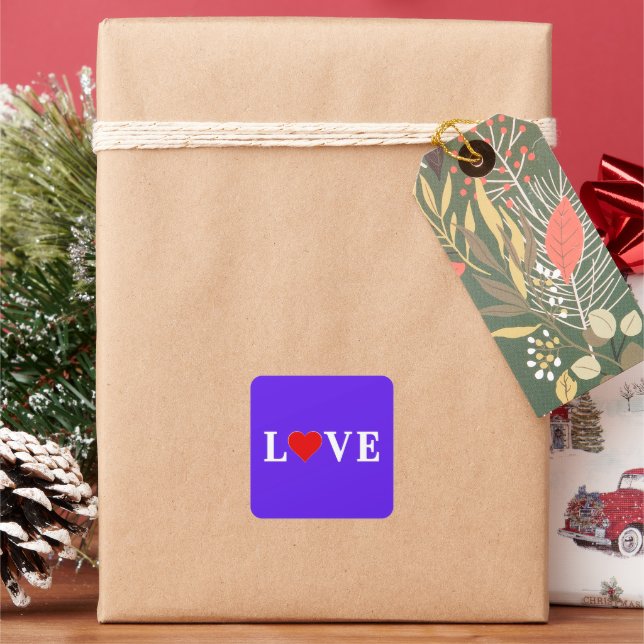 Lavender LOVE Square Sticker (Holiday)
