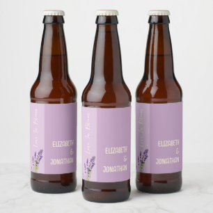 Lavender Love Wedding Beer Bottle Label