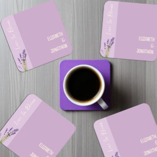 Lavender Love Wedding Square Paper Coaster