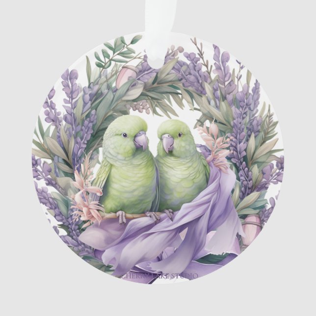 Lavender Lovebirds  Ornament (Front)