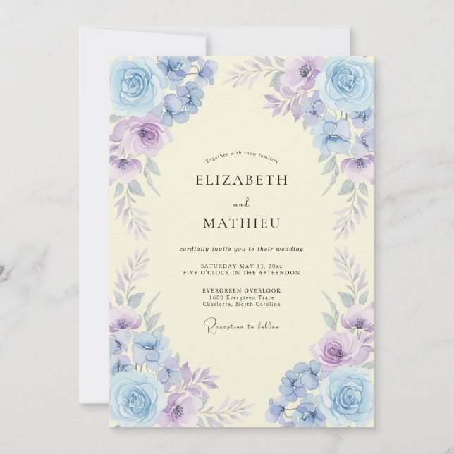 Lavender Luminous Watercolor Spring Wedding Invitation (Front)