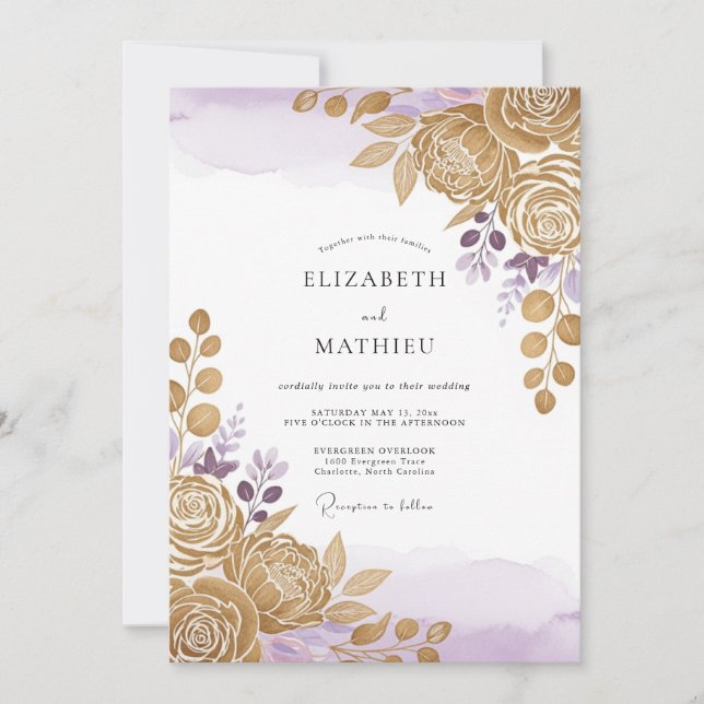 Lavender Lustrous Romantic Wedding Invitation (Front)