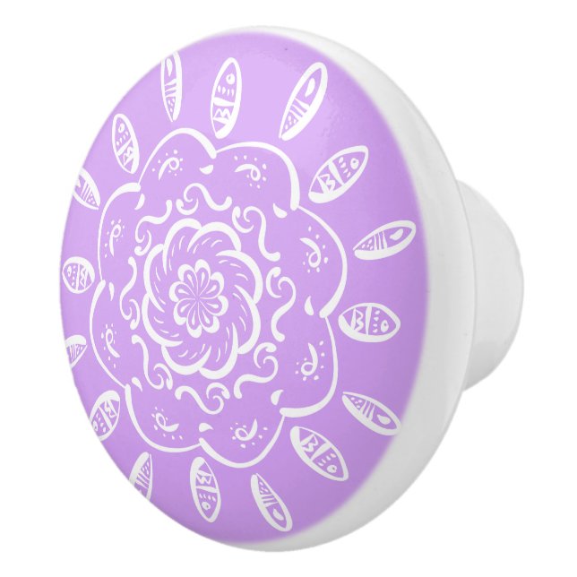 Lavender Mandala Ceramic Knob (Right)