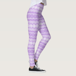 Lavender Mandala Geometric Pattern Leggings