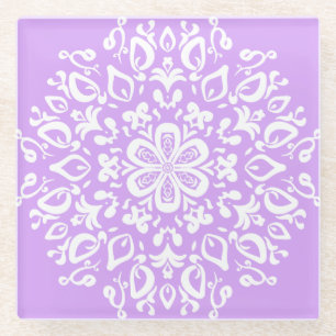 Lavender Mandala Glass Coaster