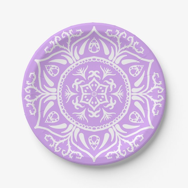 Lavender Mandala Paper Plate (Front)