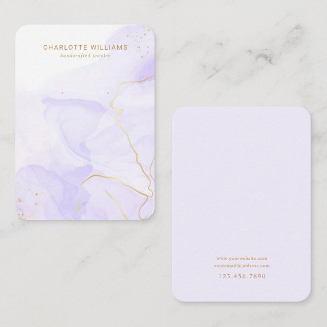 Lavender Marble Custom Jewellery Holder Card (Front/Back)