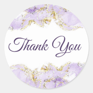 Lavender marbling design thank you classic round sticker