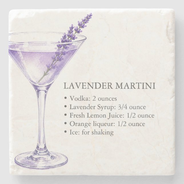 Lavender Martini Liquor Coasters (Front)