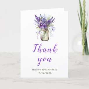 Lavender Mason Jar Birthday Thank You Card