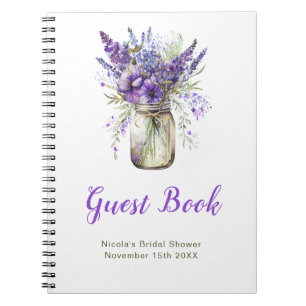 Lavender Mason Jar Bridal Shower Guest Book