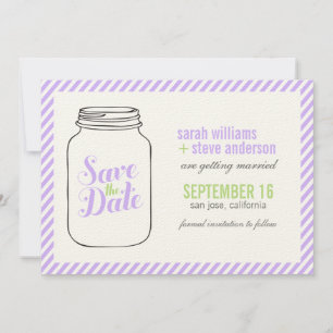 Lavender Mason Jar Monogram Save The Date Invitation