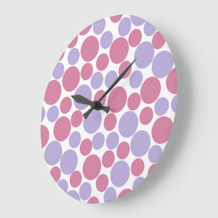 Lavender  & Matte Pink Polka Dot Wall Clock