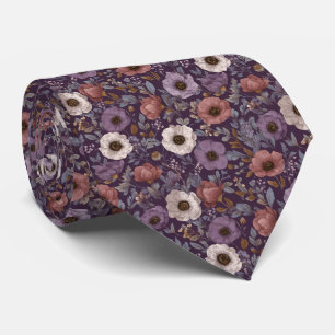 Lavender Mauve Anemone Personalised Wedding Tie