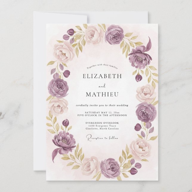 Lavender Mauve Painted Wedding Invitation (Front)