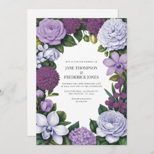 Lavender, Mauve & Plum Floral Wedding Invitation