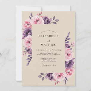 Lavender Mauve Rose Wedding Invitation
