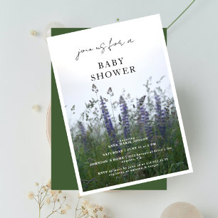 Lavender Meadow Fall Flowers  Baby Shower Invitation