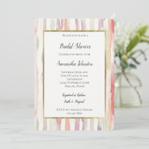 Lavender Melon Pink White Stripes Bridal Shower Invitation