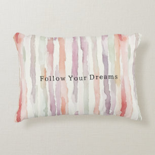 Lavender Melon Pink White Stripes Butterflies Decorative Cushion