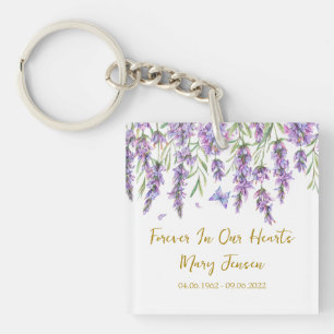 Lavender Memorial Funeral Photo Keychain