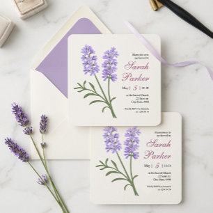 Lavender Memorial Service Square Invitation