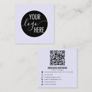 Lavender Minimal Professional Company Logo QR Code Square Business Card
