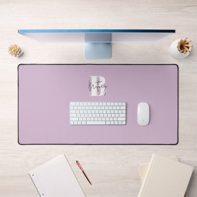 Lavender Minimalist Monogrammed Desk Mat (Office 1)