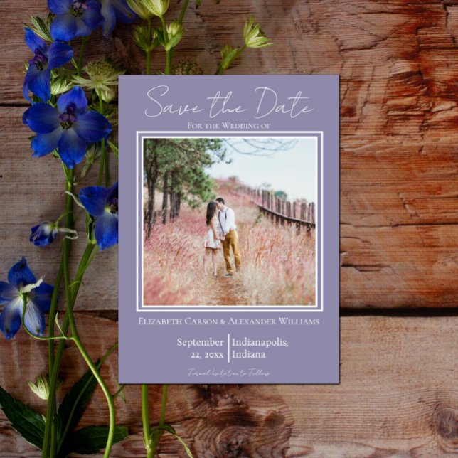 Lavender Minimalist Photo Save The Date (Lavender Minimalist Photo Save the Date)