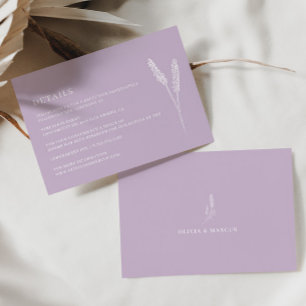 Lavender Minimalist Wedding Details Enclosure Card