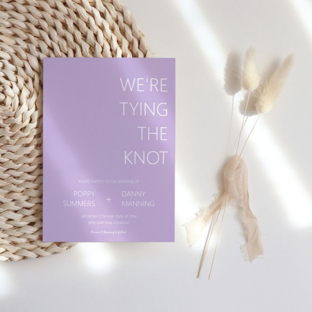 Lavender Minimalist We're Tying The Knot Wedding  Invitation (Creator Uploaded)