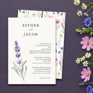 Lavender Minimalist Wildflower Meadow Botanical Invitation