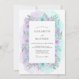 Lavender Mint Artistic Spring Wedding Invitation