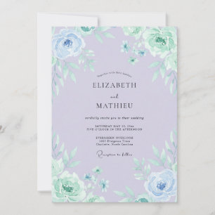 Lavender Mint Ethereal Watercolor Wedding Invitation