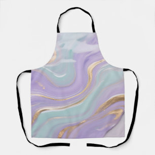 Lavender Mint Gold Marble Swirl Apron
