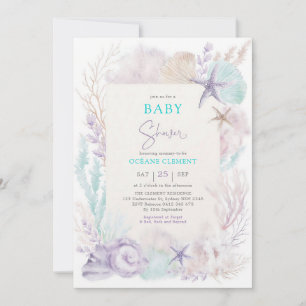 Lavender Mint Underwater Baby Shower Invitation