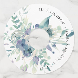 Lavender Mint Watercolor Floral Wine Glass Tag