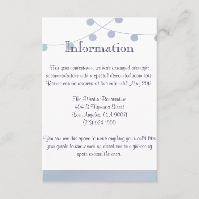 Lavender Mint Wedding Information Insert (Front)