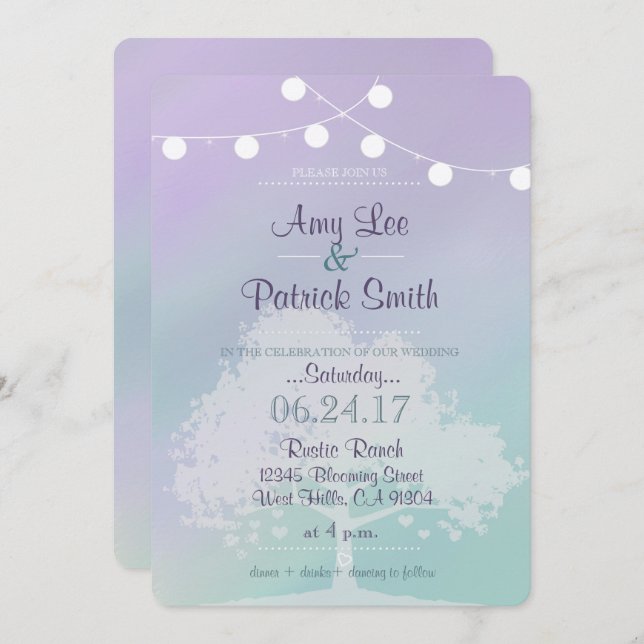Lavender Mint Wedding Invitation (Front/Back)