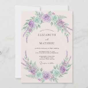 Lavender Mint Whimsical Spring Wedding Invitation