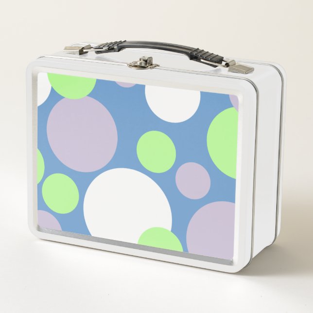 Lavender Mint & White Dots Metal Lunch Box (Front)