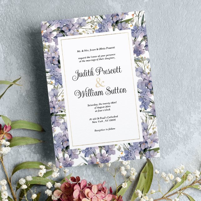 Lavender mint wild orchids floral Wedding Invitation (Lavender mint wild orchids floral Wedding)
