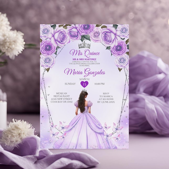 Lavender Mis Quince 15 Anos Crown Quinceañera Invitation (Creator Uploaded)
